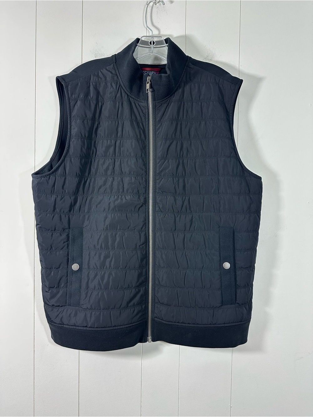 Untuckit Men's Sz XL Black Rebulo Vest Quilted Front Pima Cotton Lined Zip